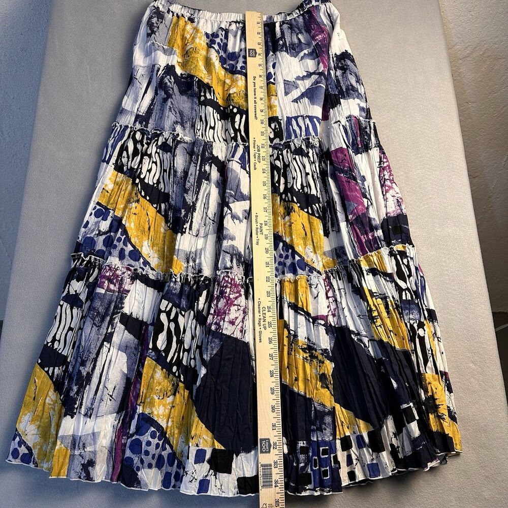 Peter Nygard Midi Skirt Multicolor Tiered Ruffle, Size M, Elastic Waist Artsy - Picture 6 of 6